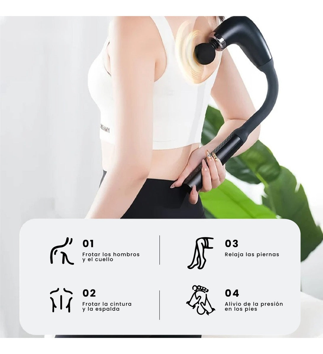 Masajeador De Espalda Recargable Con Percusion Alivio Profundo Sin Ayuda