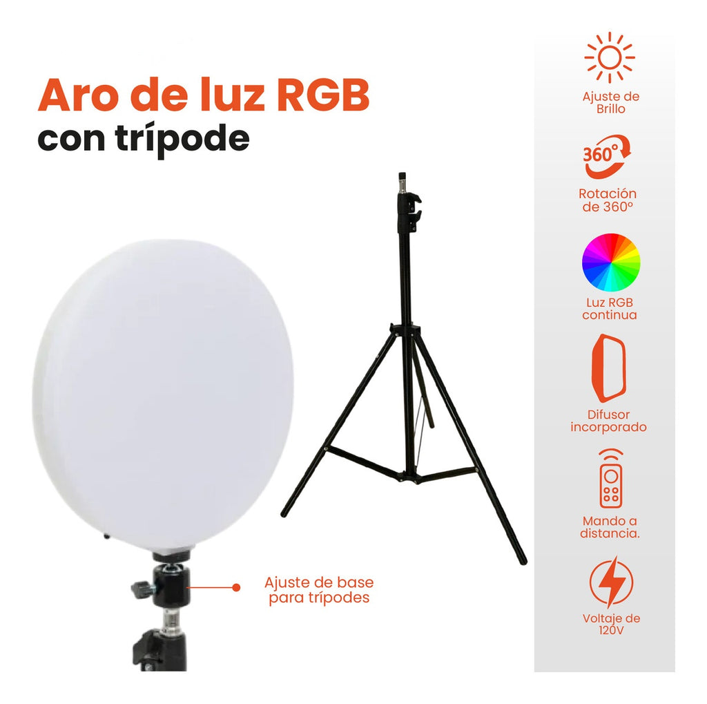 Panel Iluminacion Pro Creacion De Contenido Rgb Ajustable Tripode 2 Metros