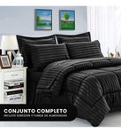 Edredon Fibra Para Cama Queen Tela Suave Negro Grande