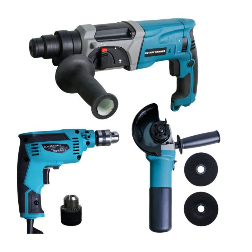 Set Taladro Pulidora Percutor Profesional 3 En Con Estuche Accesorios