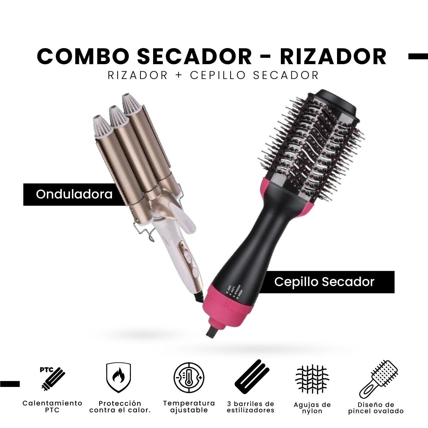 Cepillo Secador One Steep Plus Con Plancha Cabello Ondas Sirena
