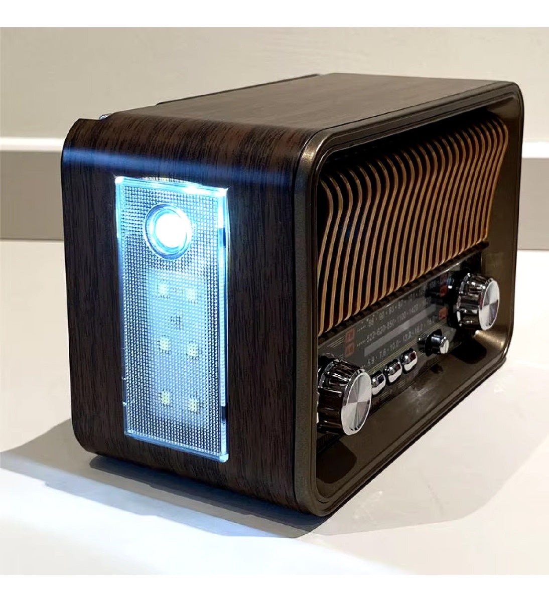 Radio Retro Am/Fm Hi-Fi Bluetooth Recargable Con Linterna Modelo Antiguo