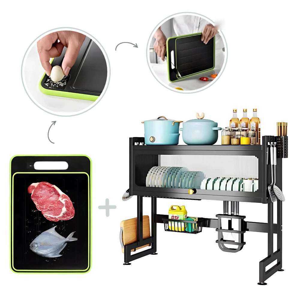 Platero Organizador De Loza Con Escurridor Tabla De Picar Todo En 1