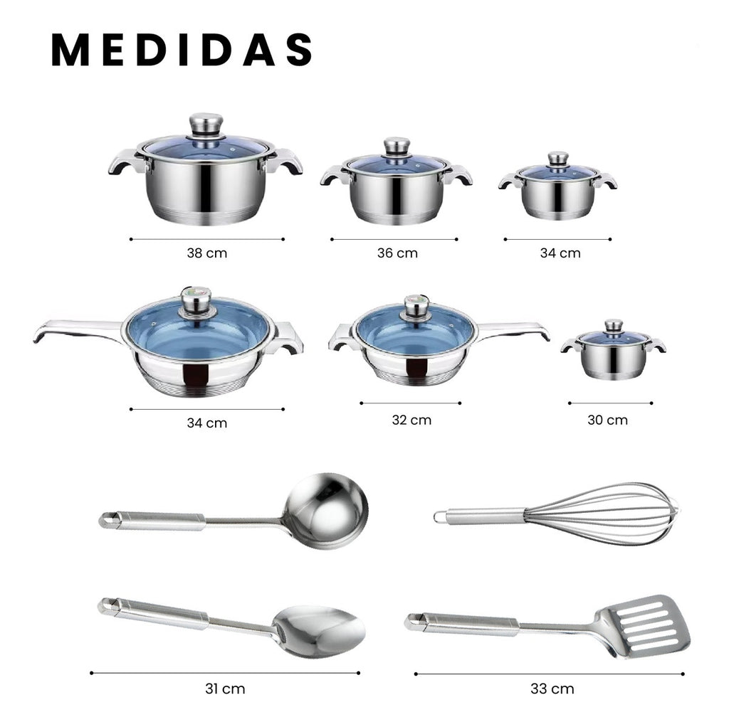 Juego De Ollas Y Sartenes 55 Piezas Acero Quirurgico Inoxidable Premium Cook Ware