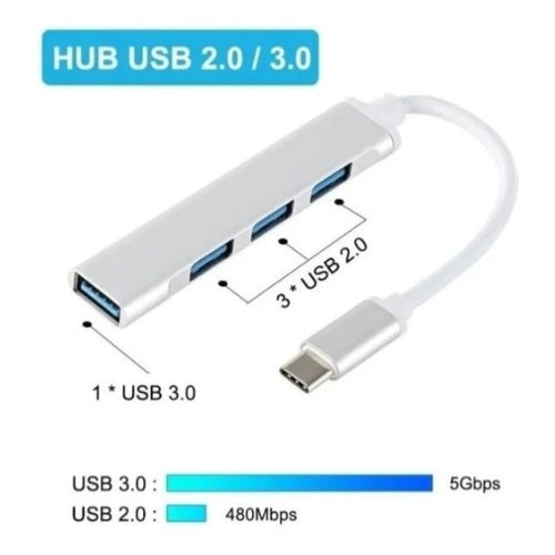 Hub Multipuertos Usb 3.0 Carcaza Aluminio 4 Puertos Fino