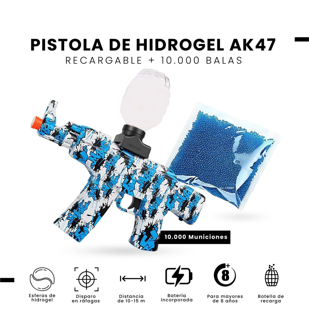 Pistola De Hidrogel Juguete Ak47 Recargable Con 100.000 Orviz Multicolor
