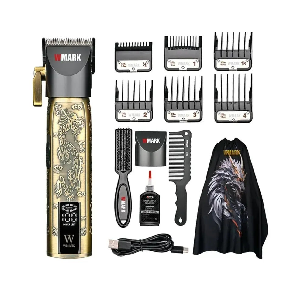 Maquina Peluquera Afeitadora Todo En 1 Con Capa Recargable Digital Con Guias Wmark Pro