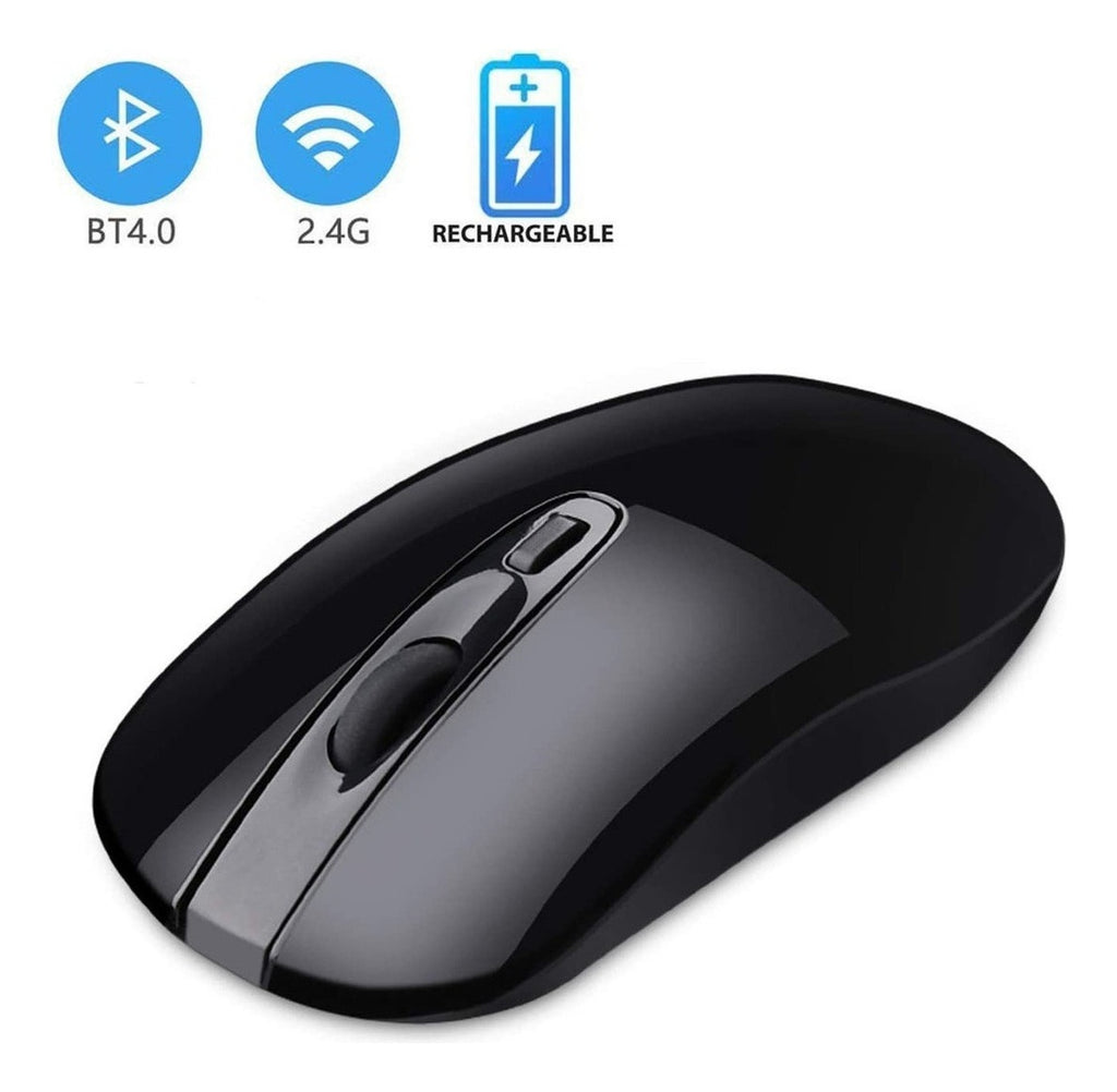 Mouse Inalambrico 2 En 1 Bluetooth 4.0/2.4G Recargable Negro