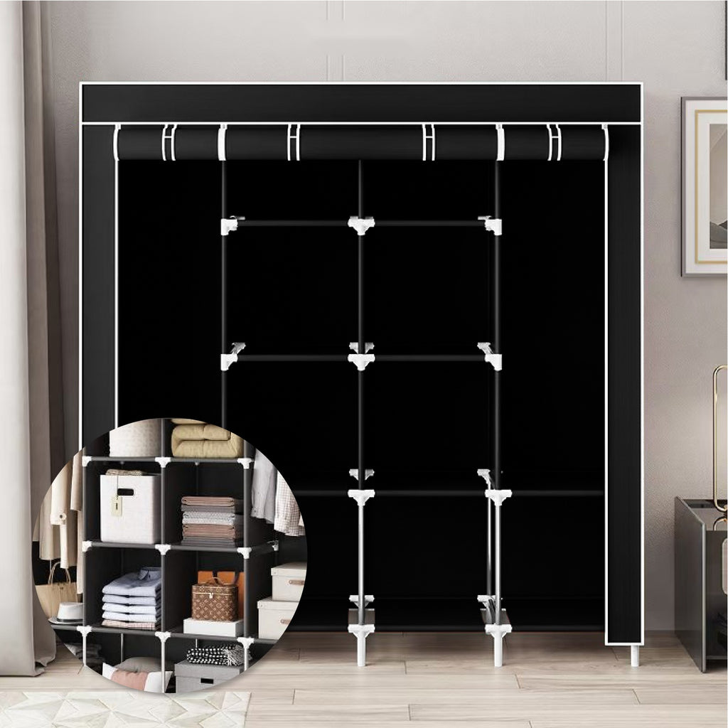 Closet Organizador De Ropa Plegable 4 Puertas 12 Espacios Tela Negro Innovo+