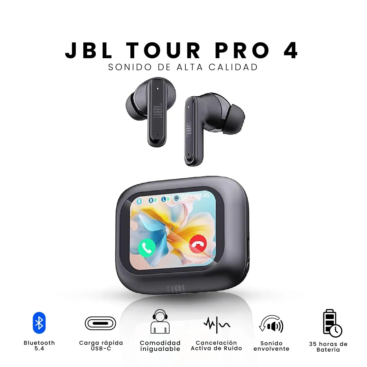 Audifonos Bluetooth Jbl Pro Tour 4 Tactil Full Color Replic Sonido Mega Bass