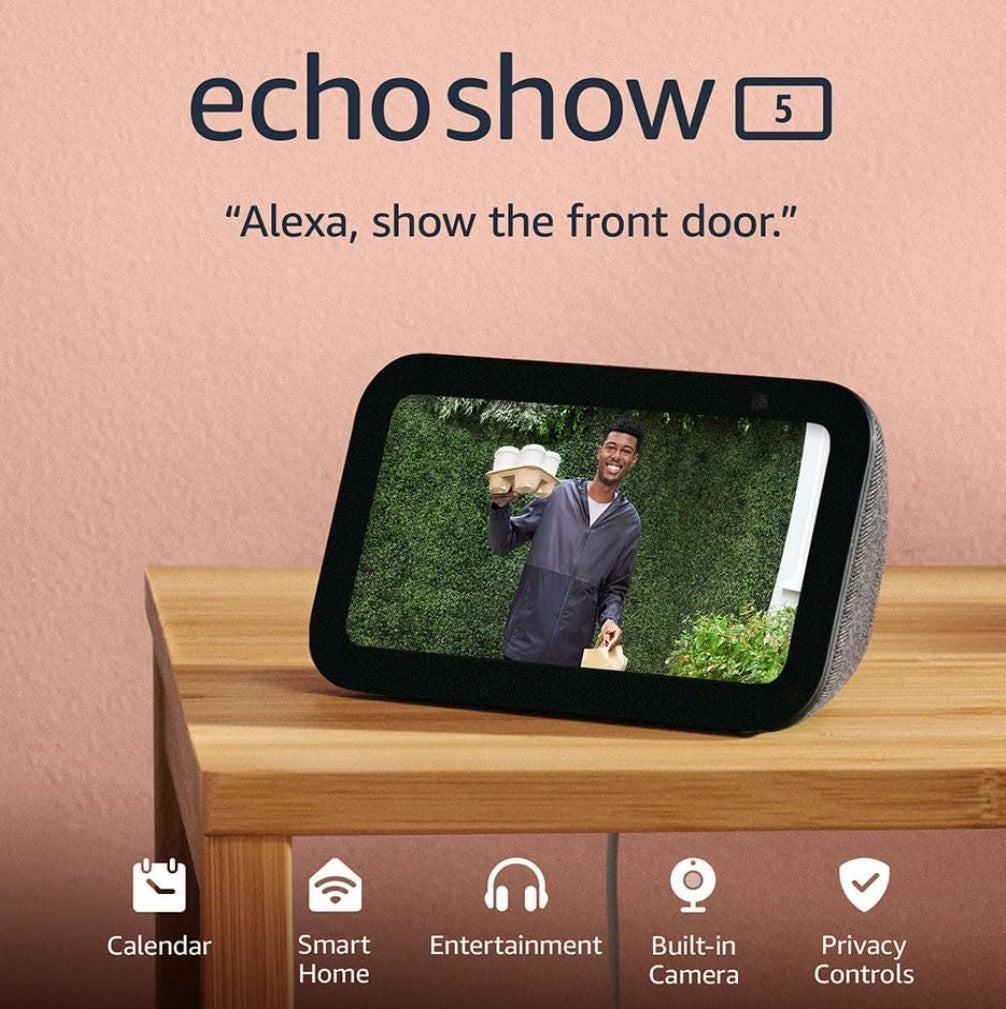 Amazon Echo Show 5 (Modelo Reciente) Pantalla Inteligente Con 2X Bajo Sonido Claro Negro