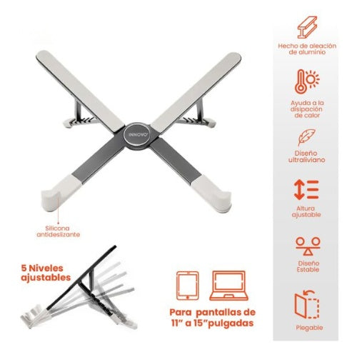 Base Para Pc Laptop Soporte Aluminio Retractil Innovo