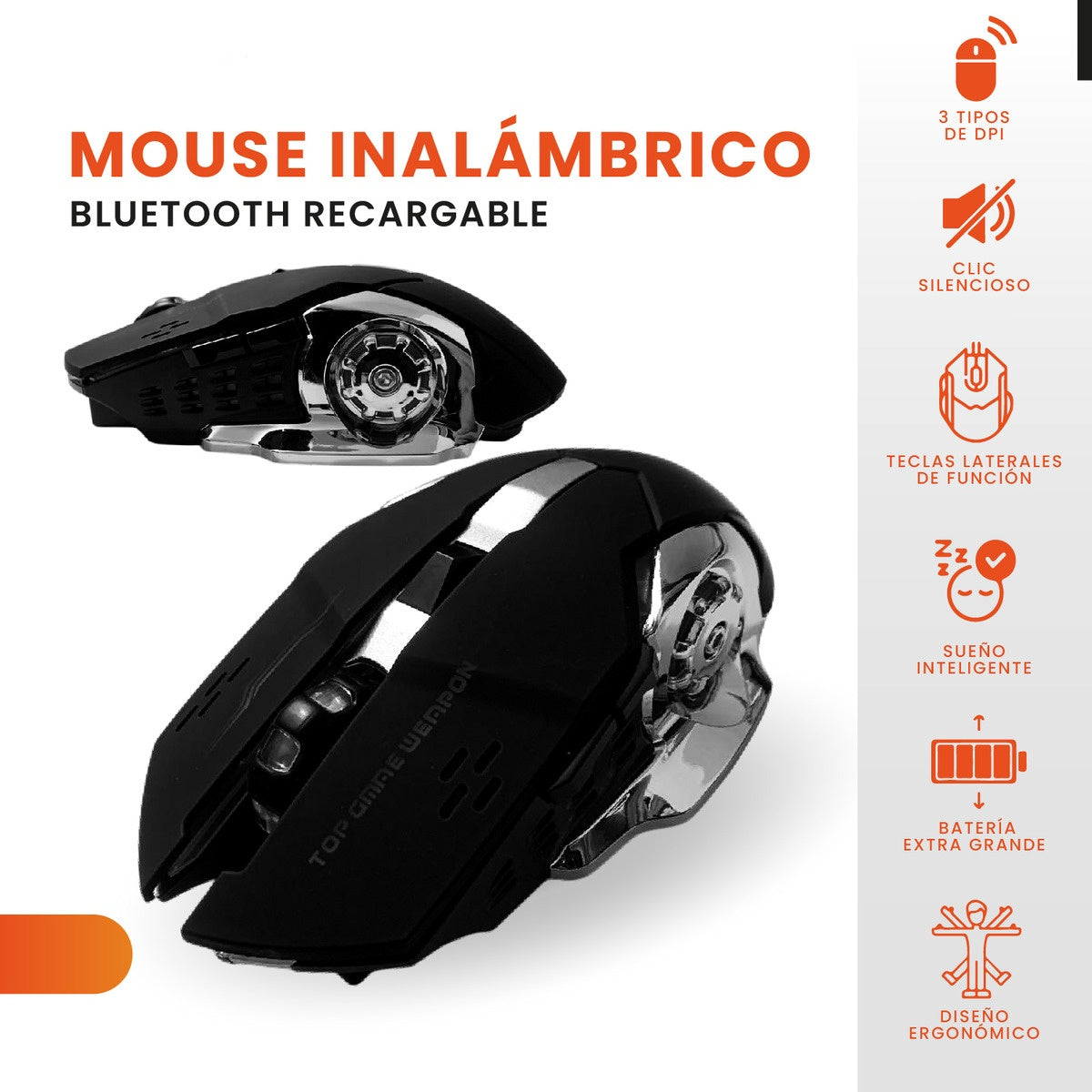 Mouse Gamer Inalambrico 6 Botones Black Edition Receptor Usb Con Luces Rgb