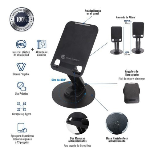 Base Tablet Soporte Computador Portatil Ajustable Giratorio Premium