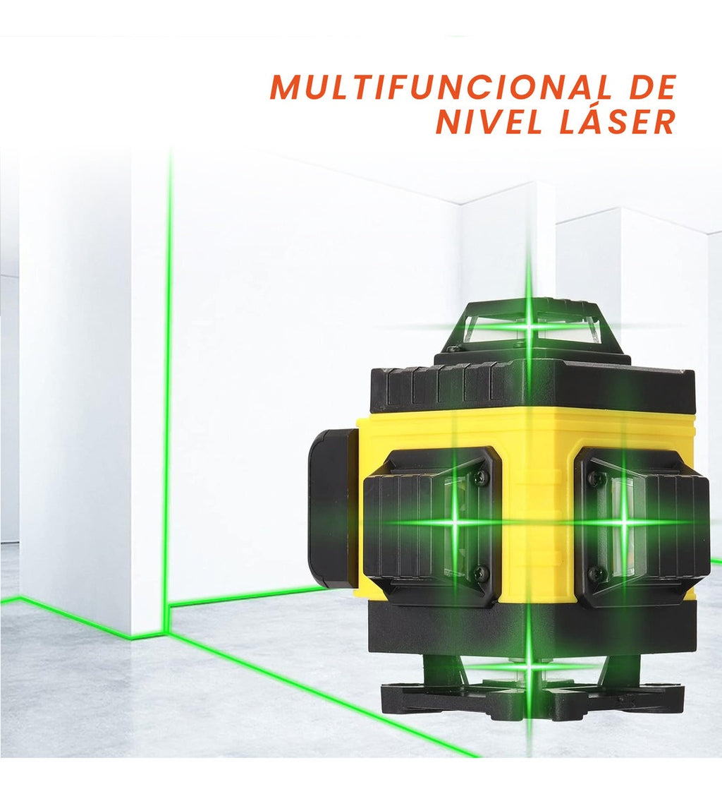 Nivel Laser 4D 16 Lineas Autonivelante 2 Baterias Con Accesorios Profesional Estuche