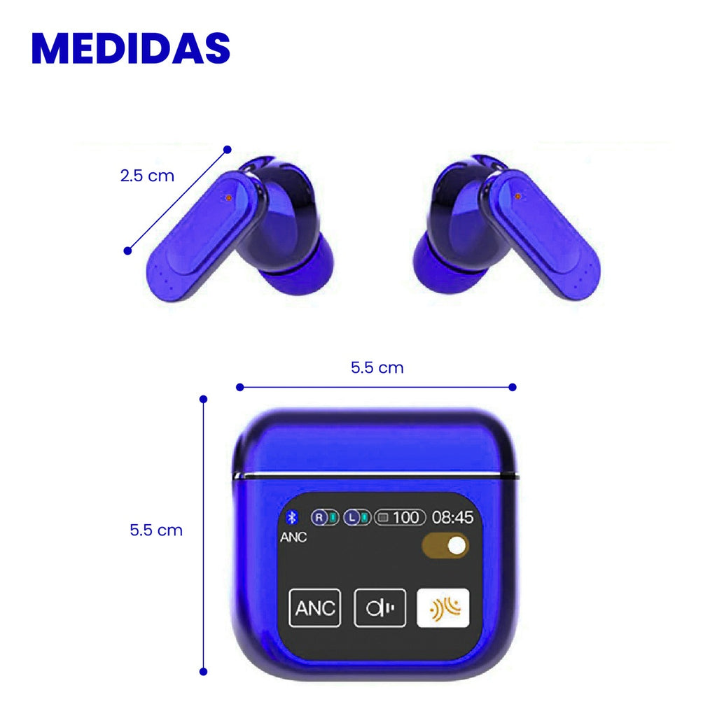 Audifonos Bluetooth Azul 5Ta Generacion Cancelacion Ruido Pantalla Innovo