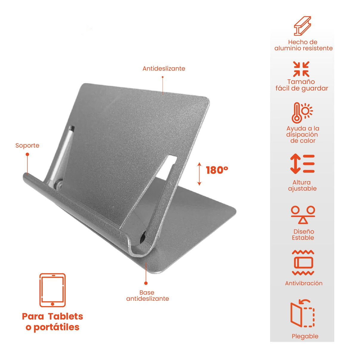 Base Soporte Para Celular Tablet Holder Escritorio 360 Inclinacion Acero Inoxidable Plegable