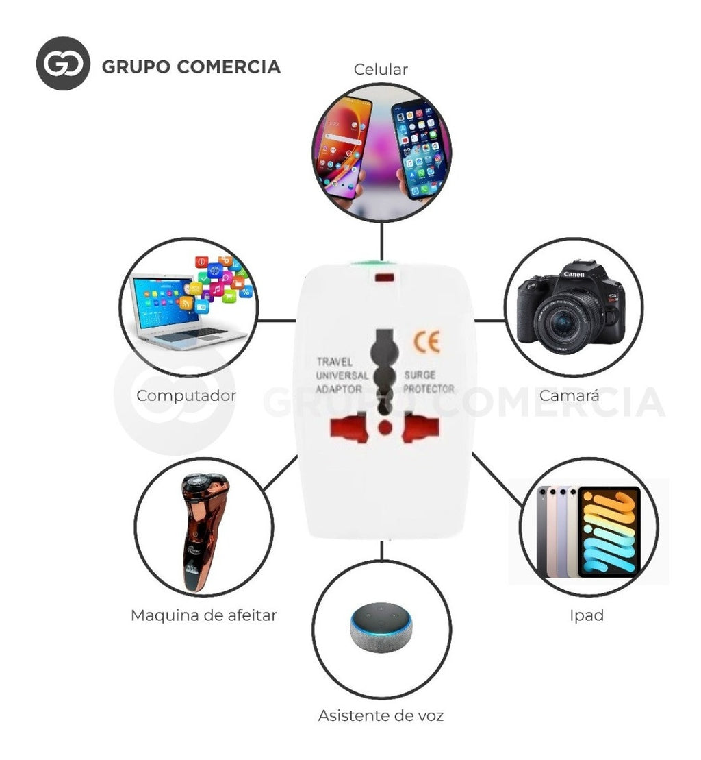 Convertidor Enchufe Universal Viajero Europeo Multifuncion