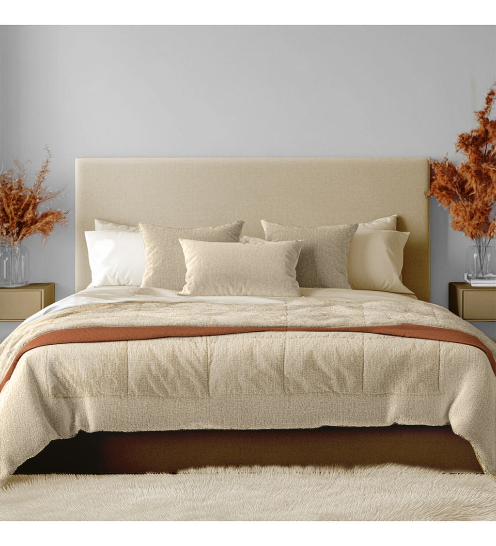 Cubrelecho Plumon Termico Doble Funda Almohadas Cama Doble Inn Home Beige Cream