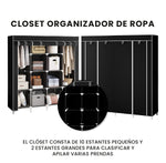 Closet Organizador De Ropa Plegable Armable 4 Puertas Tela Negro