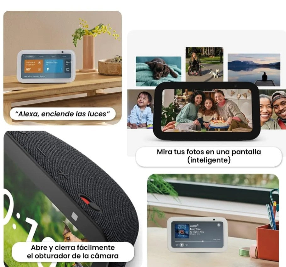 Amazon Echo Show 5 (Modelo Reciente) Pantalla Inteligente Con 2X Bajo Sonido Claro Negro