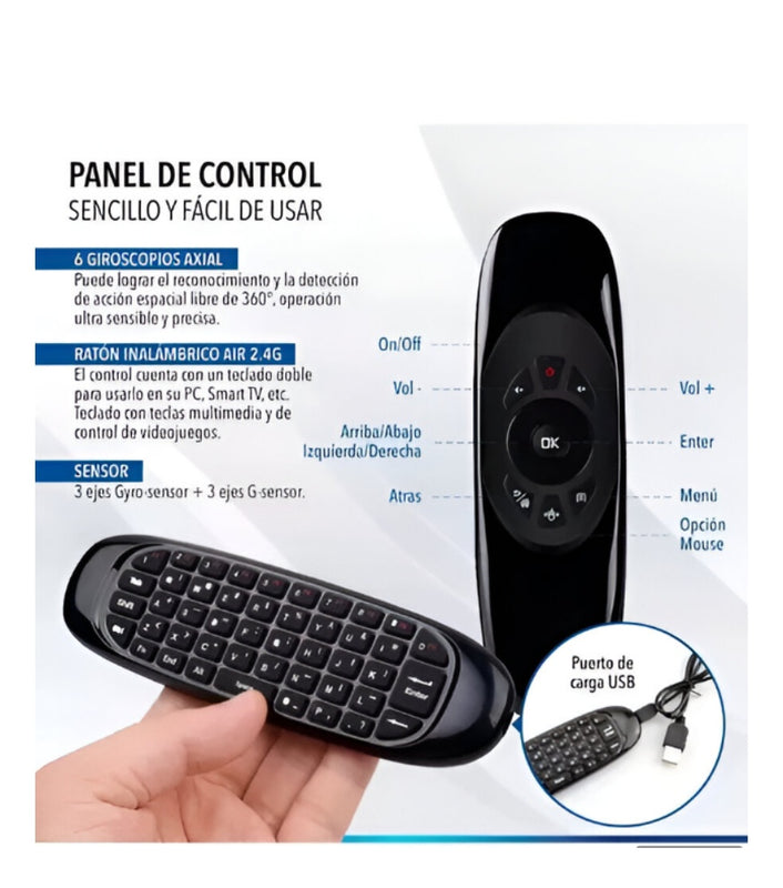 Control Remoto Para Smart Tv Teclado Inalambrico Receptor Usb Air Mouse