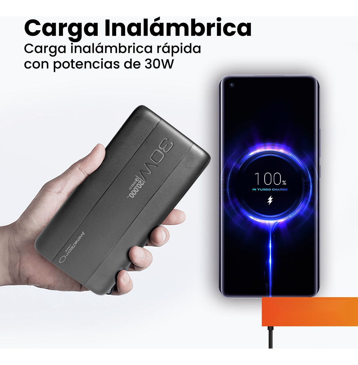 Power Bank Inalambrica 20.000 Mah Carga Rapida Wireless 30W Innovo 3.0
