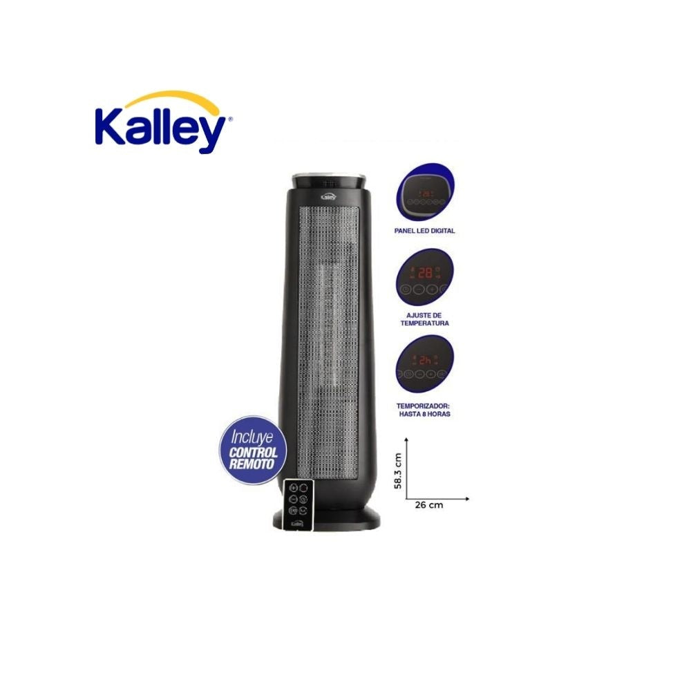 Calefactor Torre Electrico Kalley 2000W Control Remoto Termostato Digital