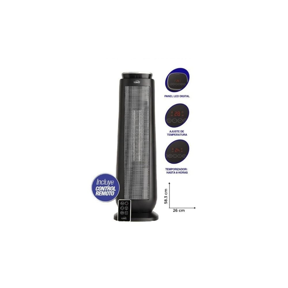 Calefactor Torre Electrico Kalley 2000W Control Remoto Termostato Digital