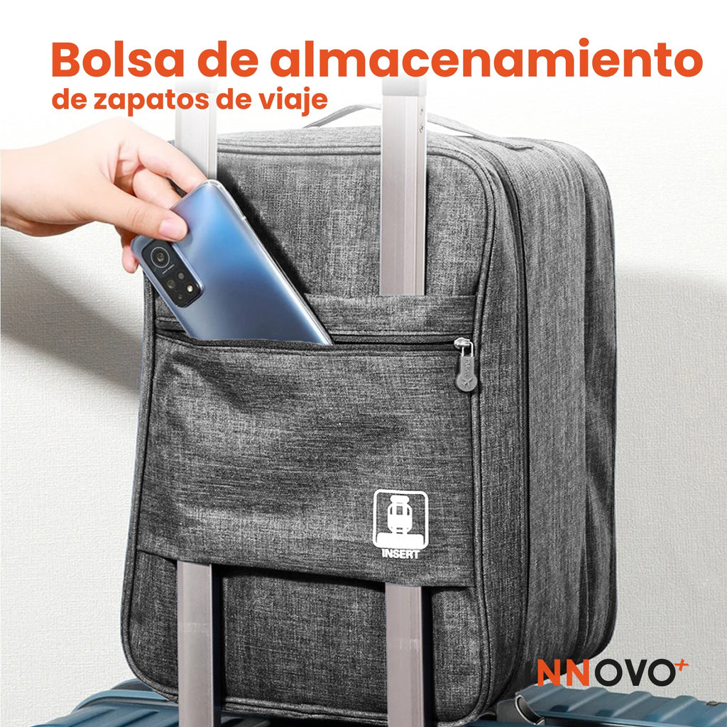 Combo Mochila Viajera + Organizador De Ropa Interior + Bolsa Para Zapatos Gris