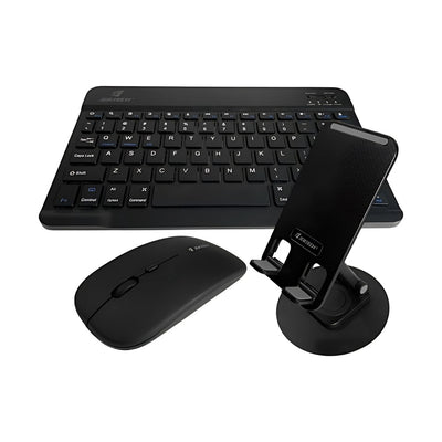 Teclado Inalambrico 3 En 1 Jertech Inn Receptor Usb Mouse Soporte Tablet O Celular Portatil