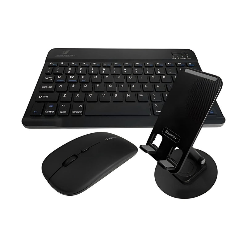 Teclado Inalambrico 3 En 1 Jertech Inn Receptor Usb Mouse Soporte Tablet O Celular Portatil