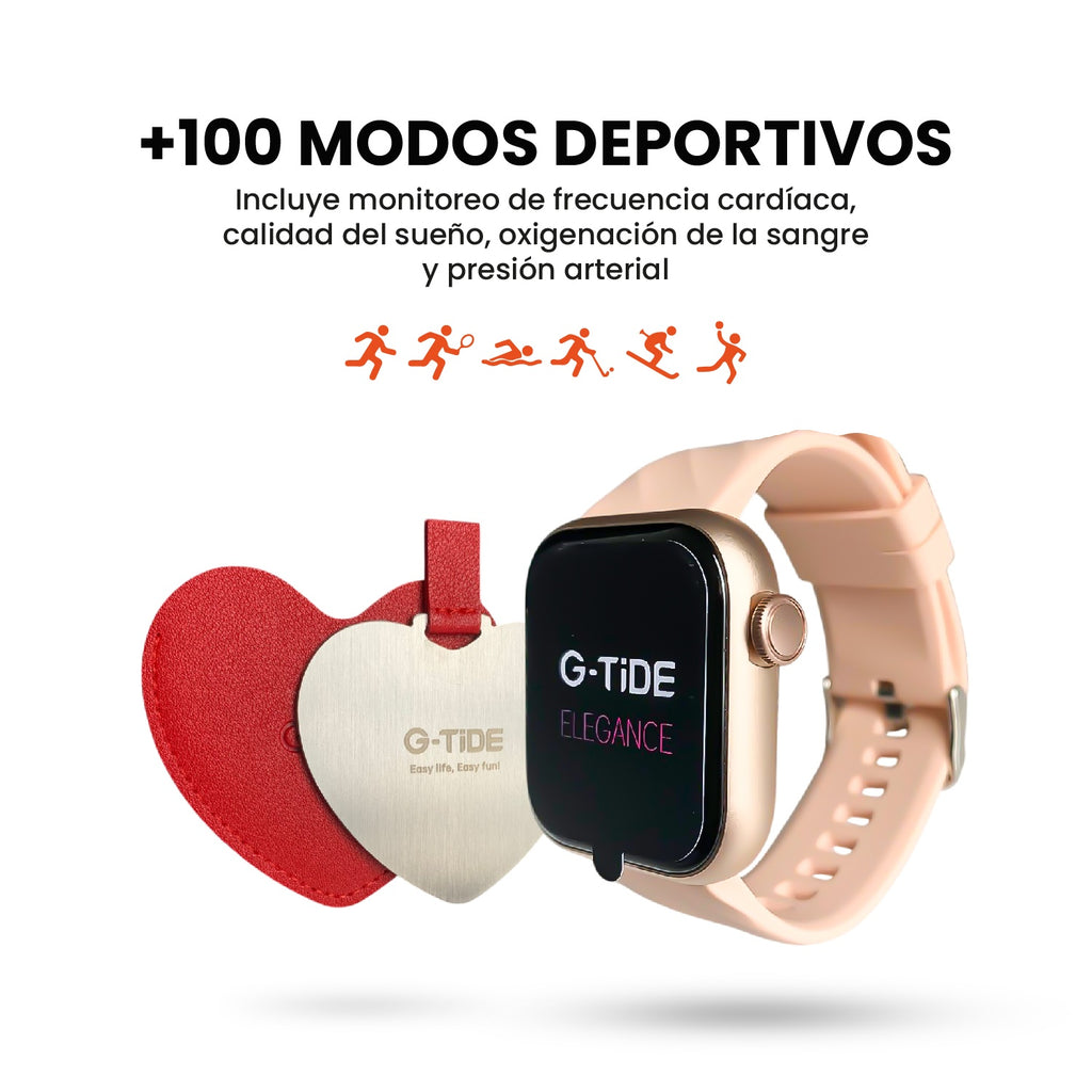 Smartwatch G-Tide Amoled Elegante Resistente Al Agua 100 Modos Deportivos Contesta Llamadas Rosado