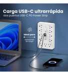 Multitoma Extension Proteccion De Picos 17 En 1 Usb / Usb C