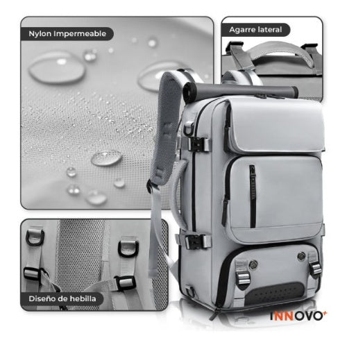 Combo Mochila Viajera + Organizador De Ropa Interior + Bolsa Para Zapatos Gris