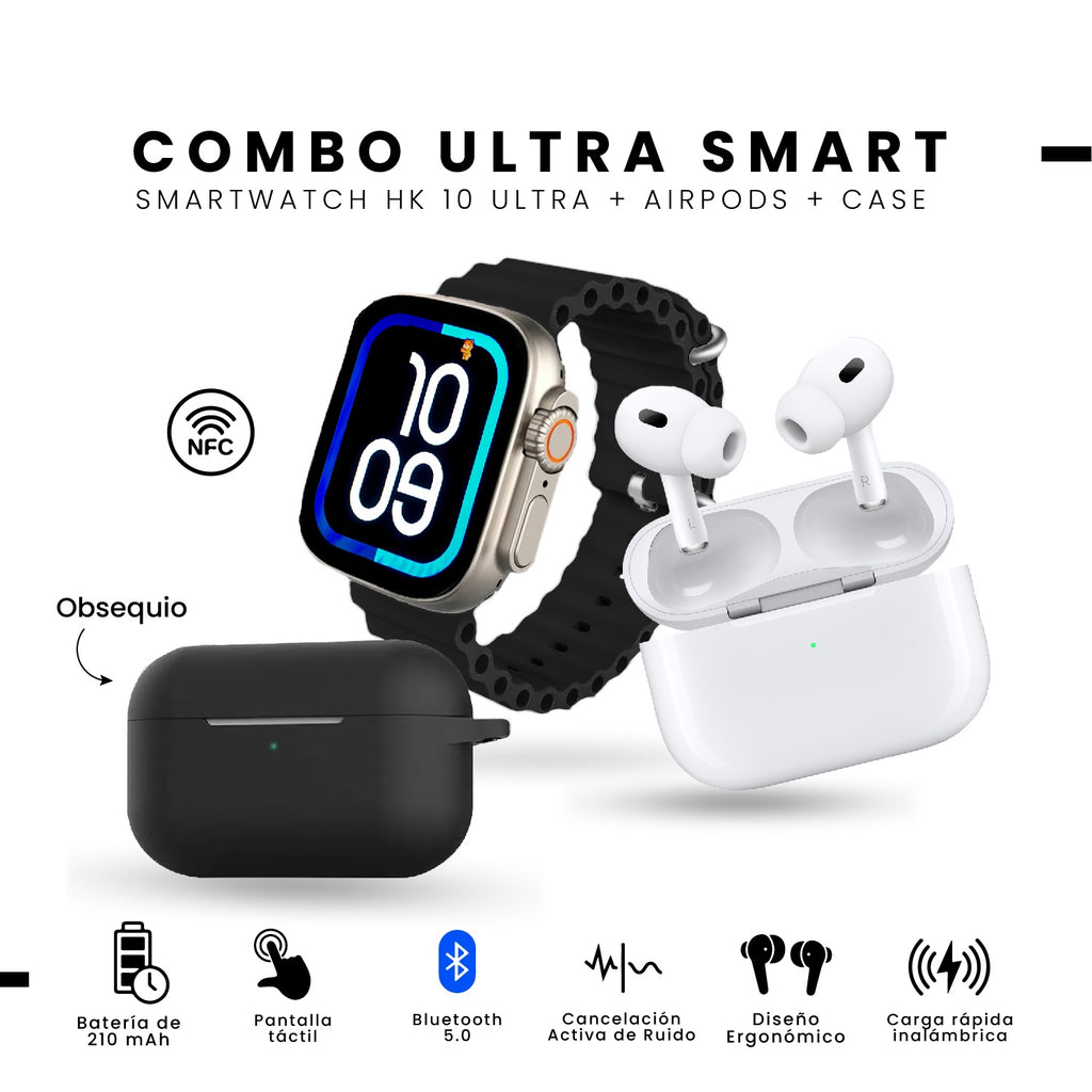Smartwatch Serie 10 Ultra Hk Amoled Original Con Audifonos Pods 2 Alta Gama