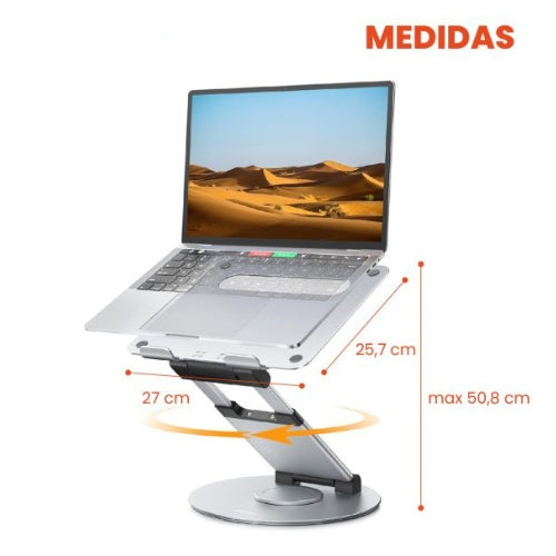Soporte Base Laptop Profesional Ergonomica Ajustable Giratoria