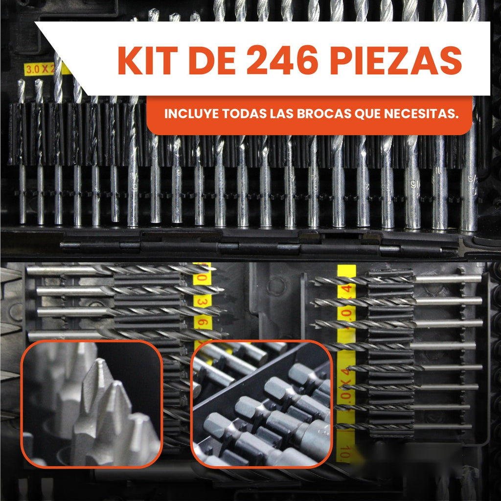 Puntas Brocas Para Taladro Estuche 246 Pz Profesional