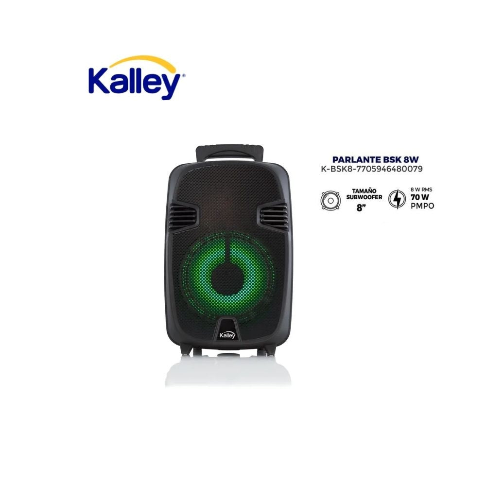 Parlante Portatil Kalley 8" Bluetooth 70W Led Bateria Recargable Microfono