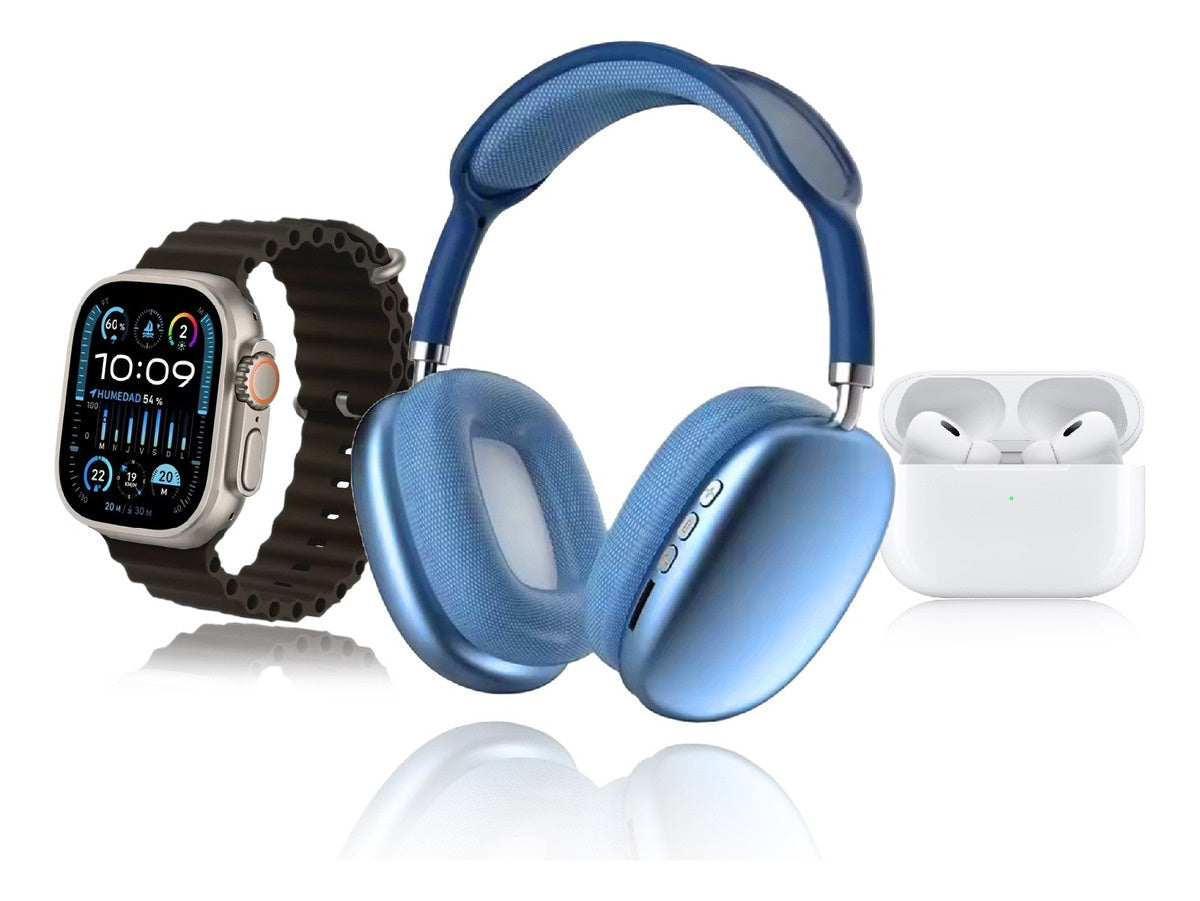 Smart Watch Premium Plus K12 Azul Con Audifonos 7 Pulsos