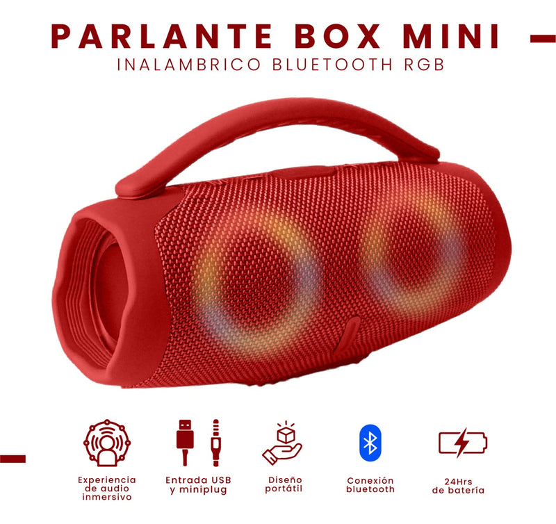 Mini Bocina Parlante Portatil Box Bluetooth Recargable Rgb Rojo