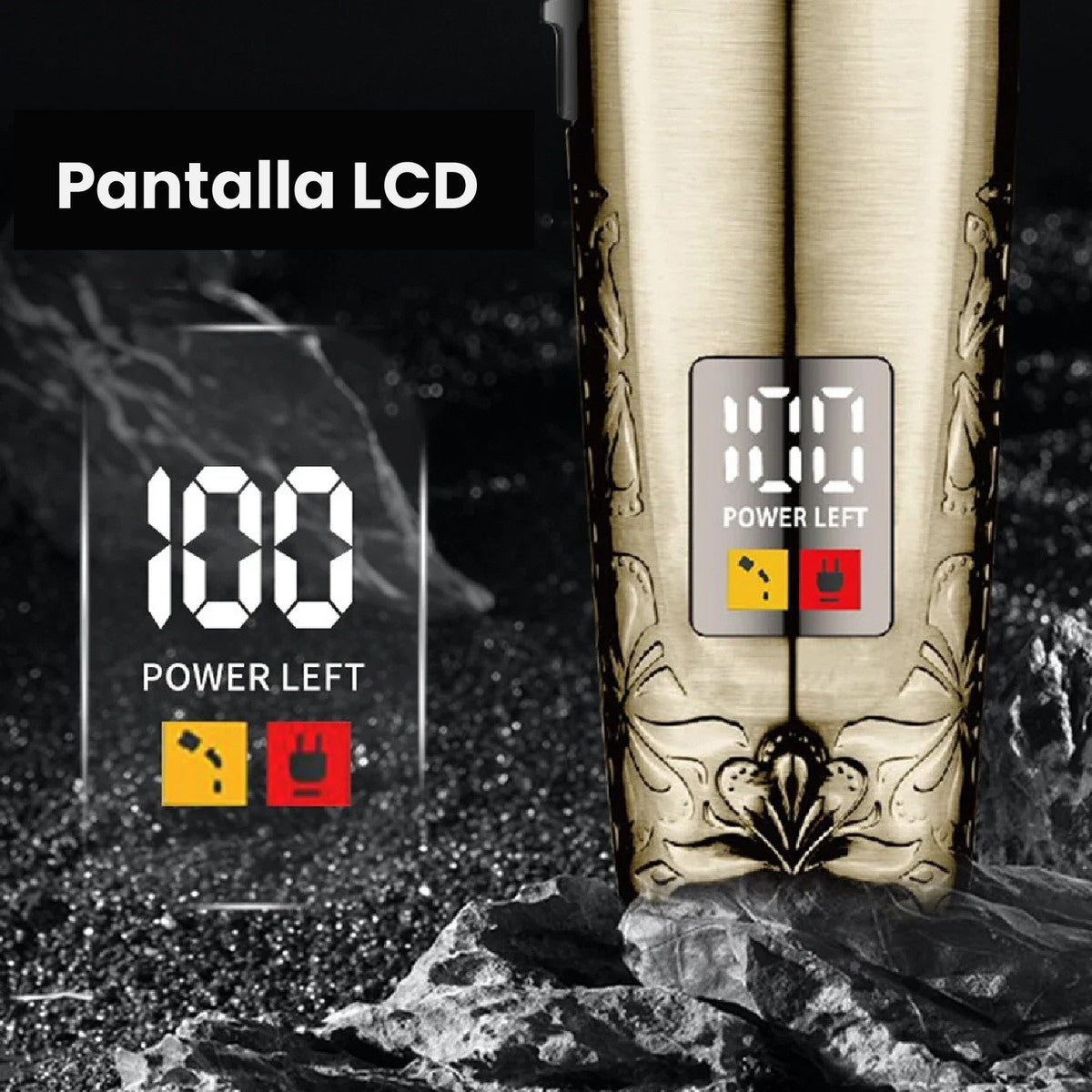 Duo Maquina Peluquera + Patillera Profesional Digital Kemei