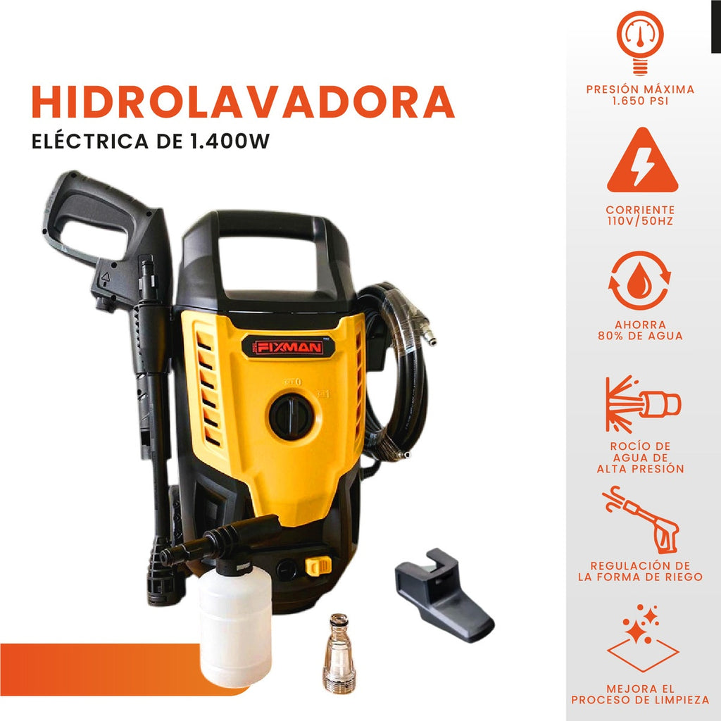 Hidrolavadora De Alta Potencia Fixman 1400W 1650 Psi Alta Presion
