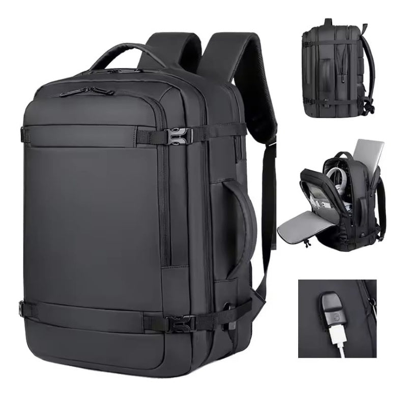 Maleta Bolso Morral Ejecutivo Universitario Para Laptop Pc Con Puerto Usb Premium Gris