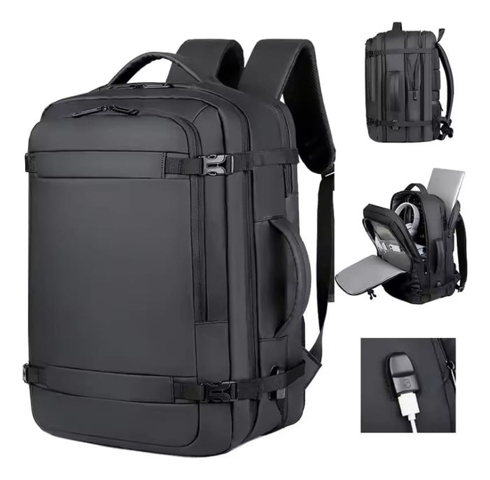 Maleta Bolso Morral Ejecutivo Universitario Para Laptop Pc Con Puerto Usb Premium Gris