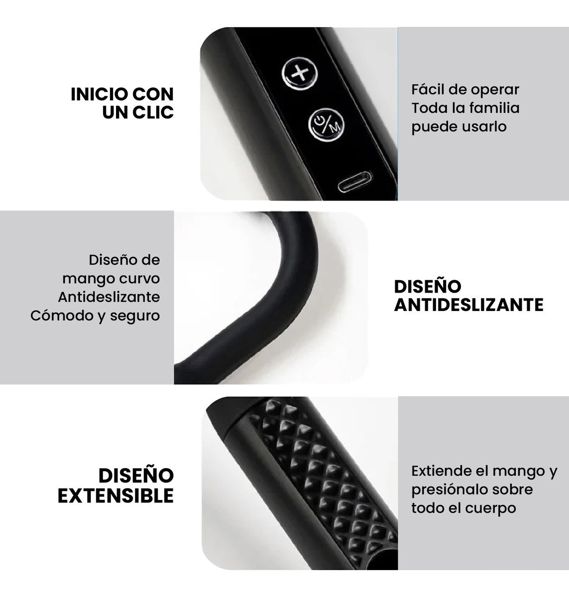 Masajeador De Espalda Recargable Con Percusion Alivio Profundo Sin Ayuda