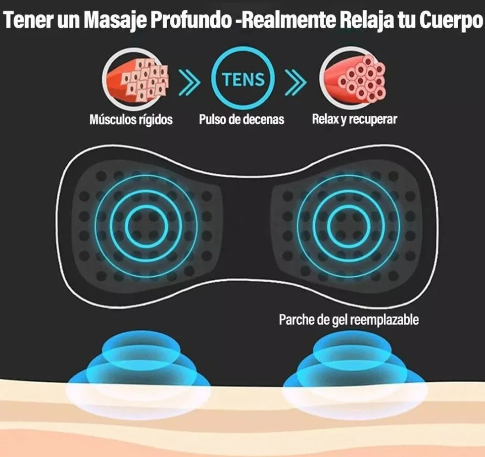 Masajeador De Cuello Espalda Brazos Recargable Color Negro Gimnasia Pasiva Relaja Alivia