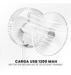 Mini Ventilador De Escritorio Mesa Recargable Con Base De Celular Ajustable 3 Velocidades