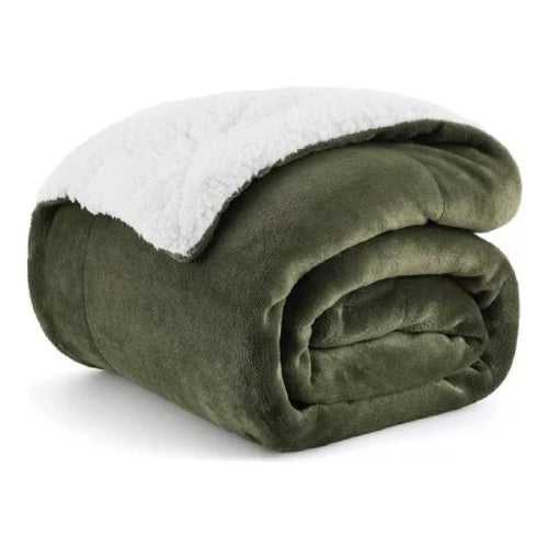 Cobija Termica Ovejera 180 X 240 Cm Suave Terciopelo Verde