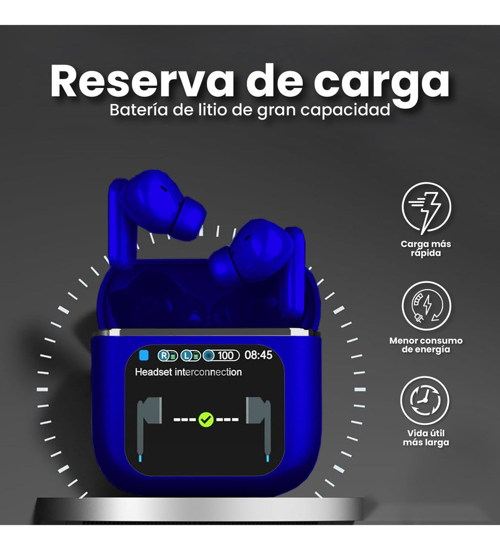 Audifonos Bluetooth Azul 5Ta Generacion Cancelacion Ruido Pantalla Innovo